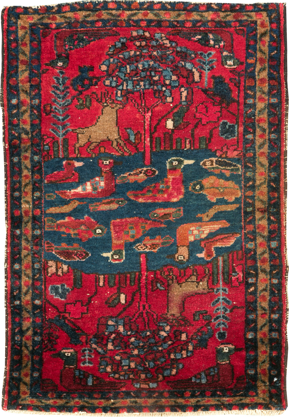 Vintage Persian Lilihan Pictorial Rug, No.26029 - Gss