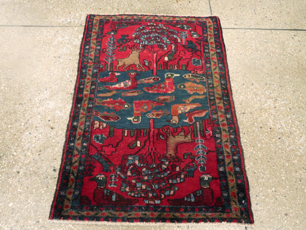 Vintage Persian Lilihan Pictorial Rug, No.26029 - Gss