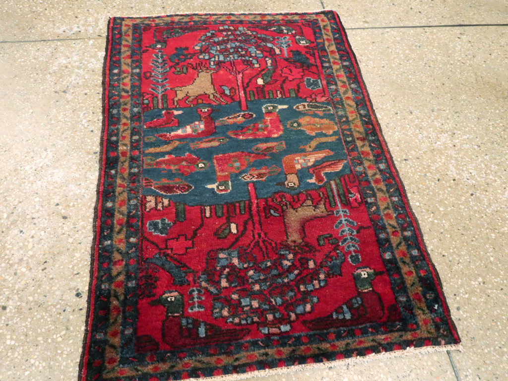 Vintage Persian Lilihan Pictorial Rug, No.26029 - Gss