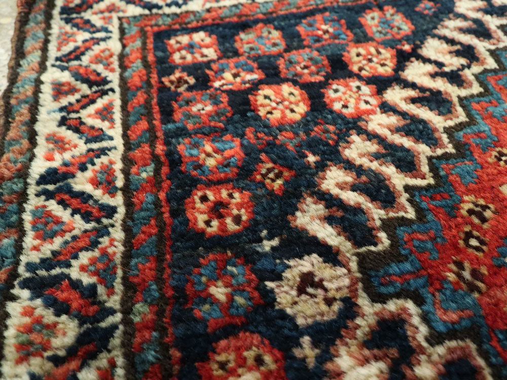 Antique Persian Qashqai Square Throw Rug, No.26038 - Gss