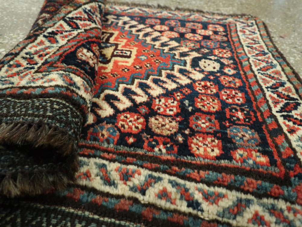 Antique Persian Qashqai Square Throw Rug, No.26038 - Gss