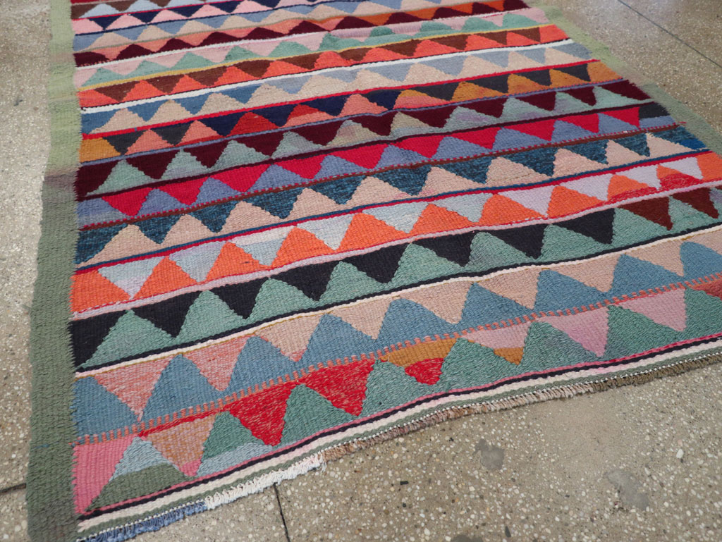 Vintage Persian Flatweave Accent Rug, No.26079 - Gss