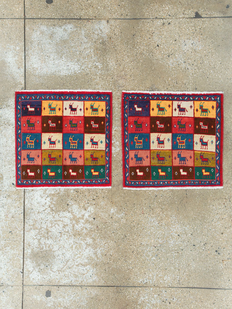 Vintage Persian Mahal Square Rug (Pair: 1 of 2), No.26292 - Gss