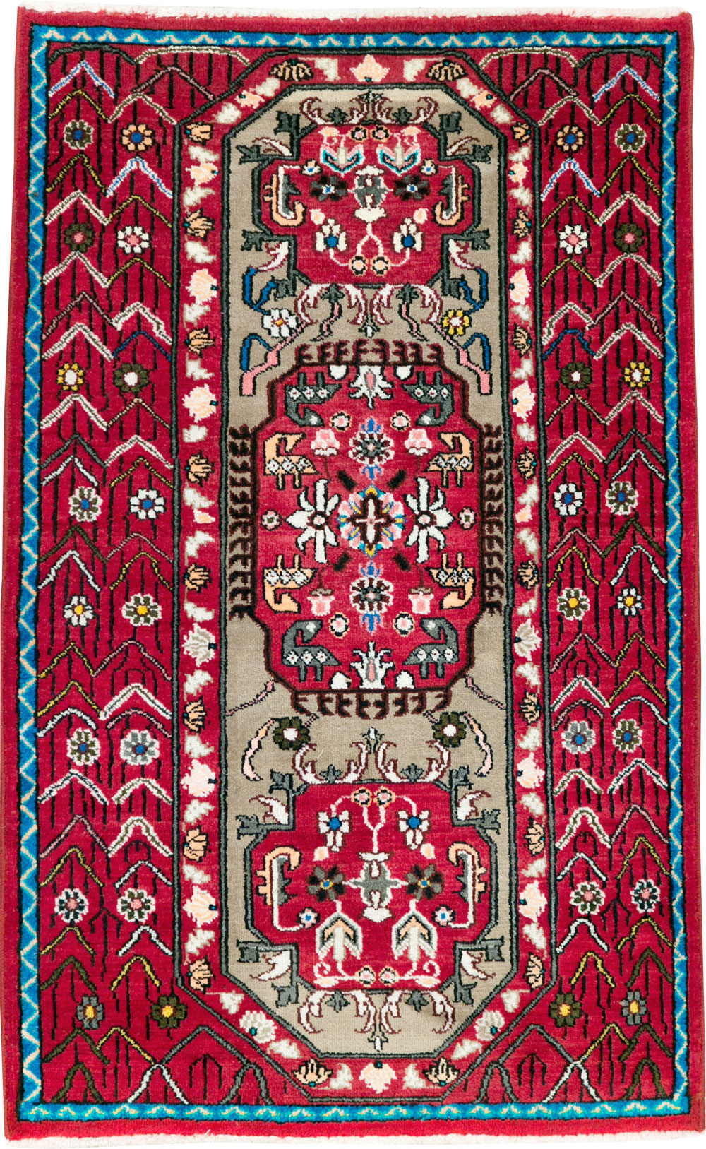 Vintage Persian Tabriz Throw Rug (Pair: 1 of 2), No.26315 - Gss