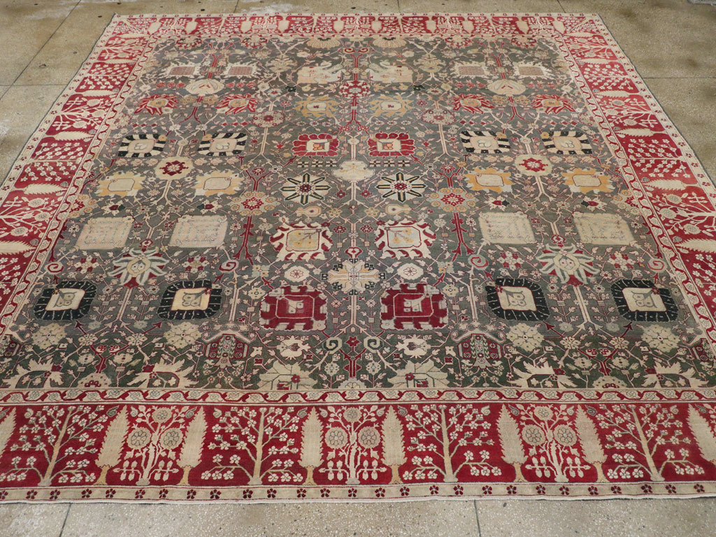 Antique Indian Agra Large Square Carpet, No.26455 - Gss