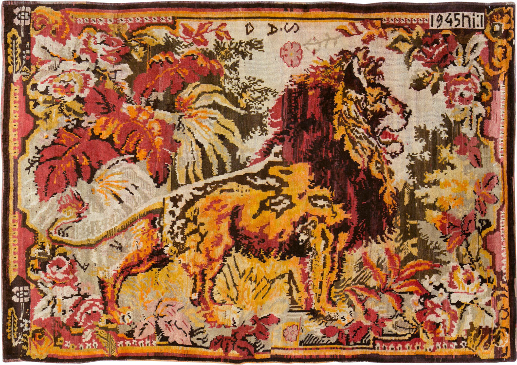 Vintage Pictorial Karabagh Rug, No.26458 - Gss