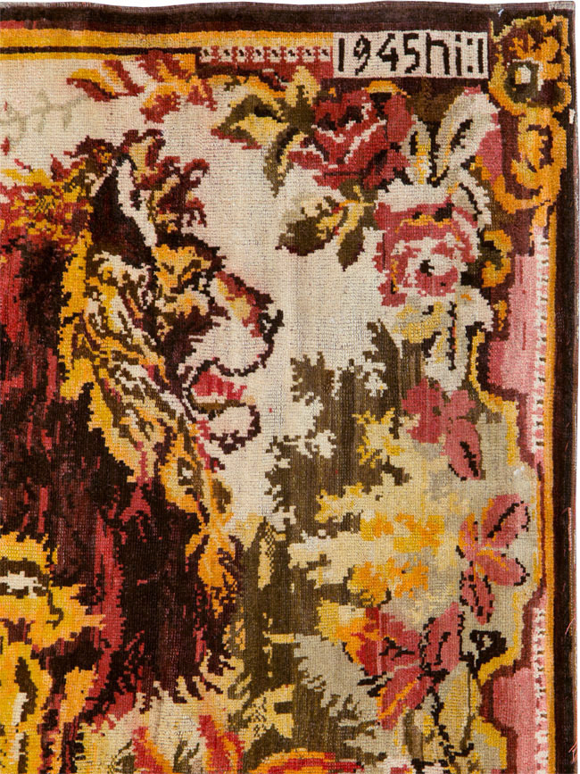 Vintage Pictorial Karabagh Rug, No.26458 - Gss