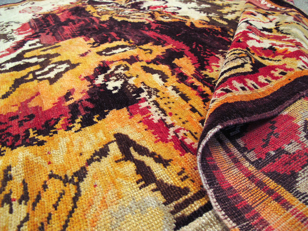 Vintage Pictorial Karabagh Rug, No.26458 - Gss