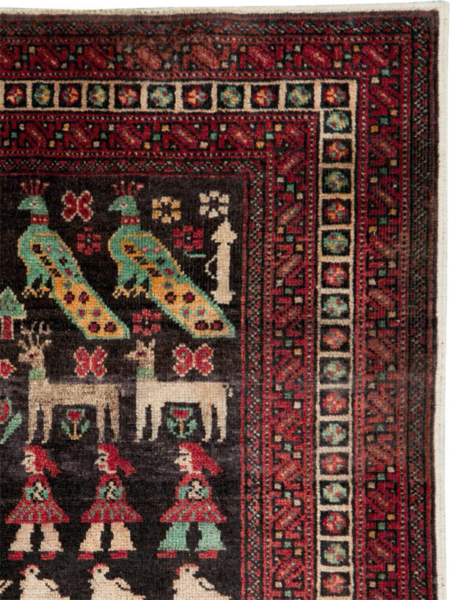 Vintage Persian Baluch Pictorial Rug, No.26464 - Gss