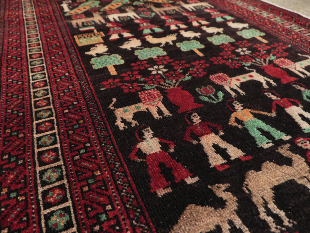 Vintage Persian Baluch Pictorial Rug, No.26464 - Gss