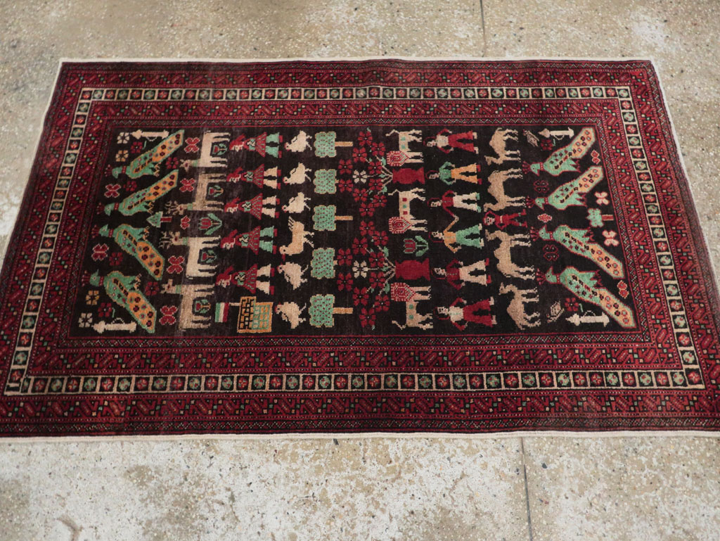 Vintage Persian Baluch Pictorial Rug, No.26464 - Gss
