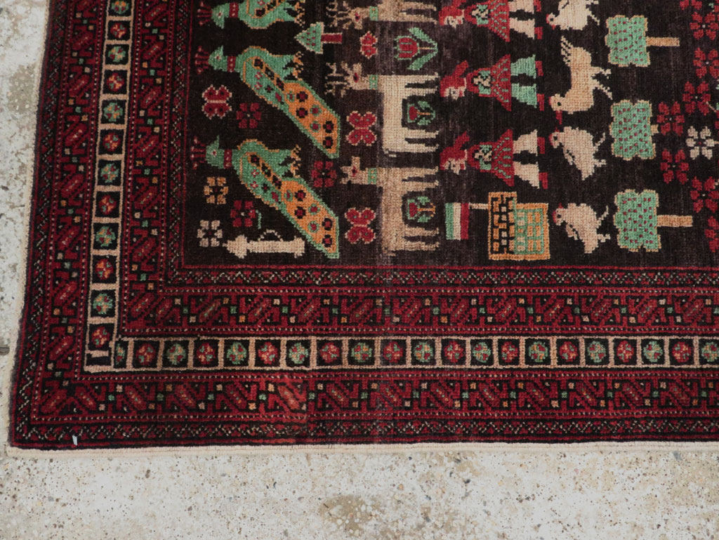 Vintage Persian Baluch Pictorial Rug, No.26464 - Gss