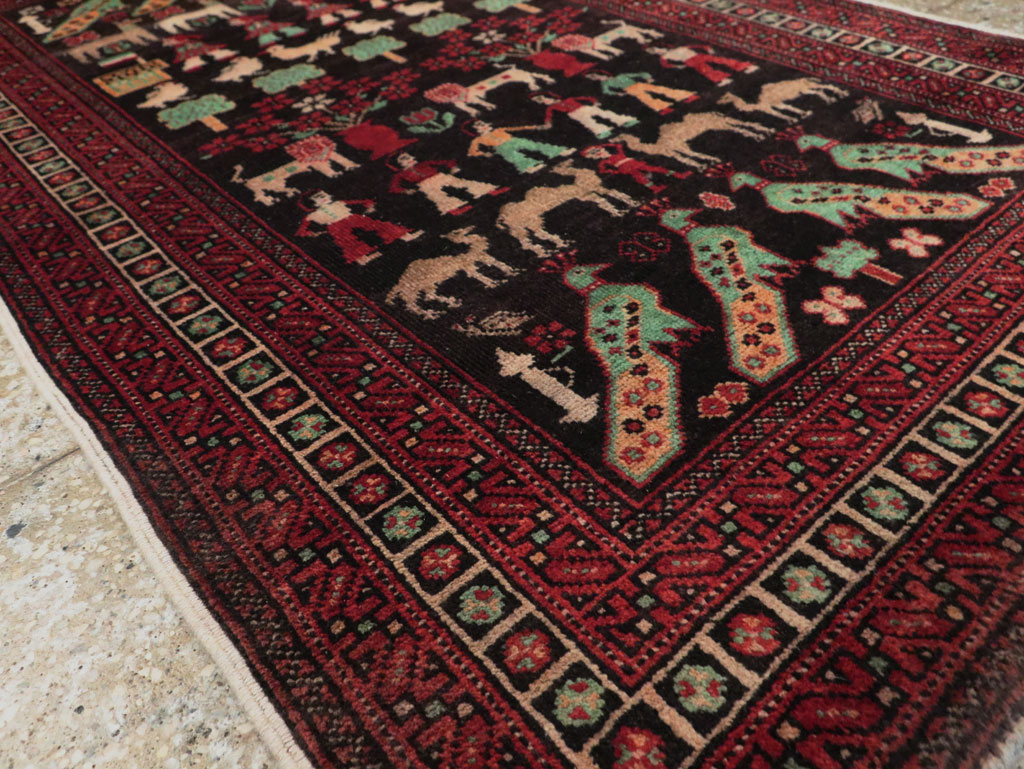 Vintage Persian Baluch Pictorial Rug, No.26464 - Gss