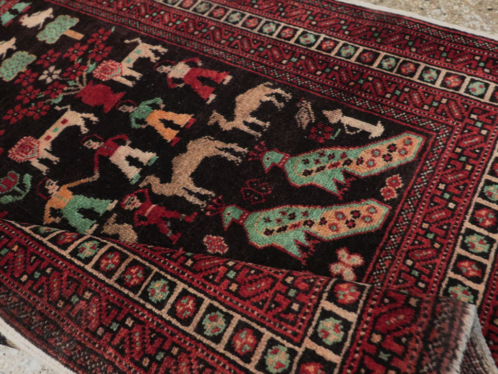 Vintage Persian Baluch Pictorial Rug, No.26464 - Gss
