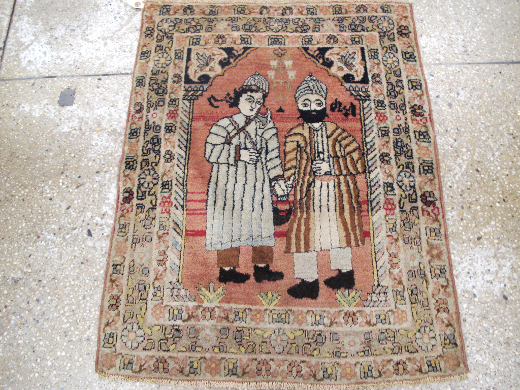 Antique Lavar Kerman Pictorial Rug, No.26467 - Gss