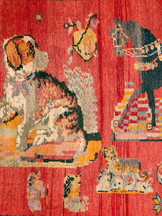 Vintage Pictorial Karabagh Rug, No.26474 - Gss