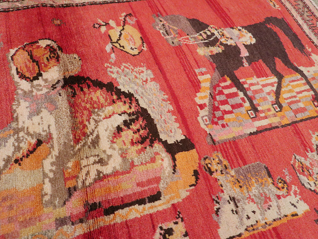 Vintage Pictorial Karabagh Rug, No.26474 - Gss