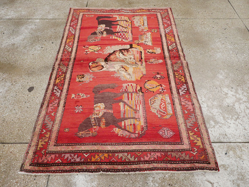 Vintage Pictorial Karabagh Rug, No.26474 - Gss