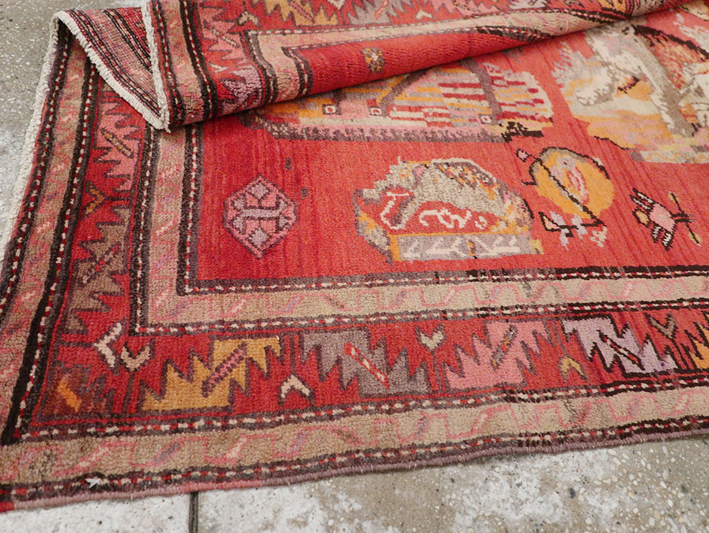 Vintage Pictorial Karabagh Rug, No.26474 - Gss