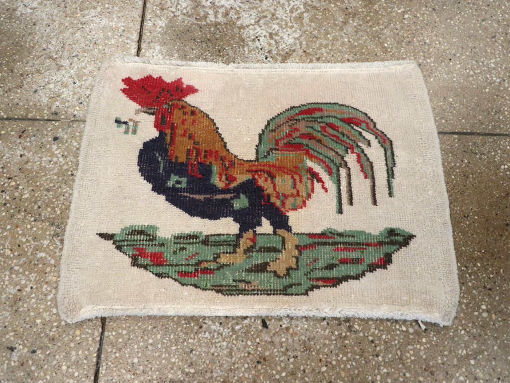 Vintage Turkish Anatolian Pictorial Throw Rug, No.26481 - Gss