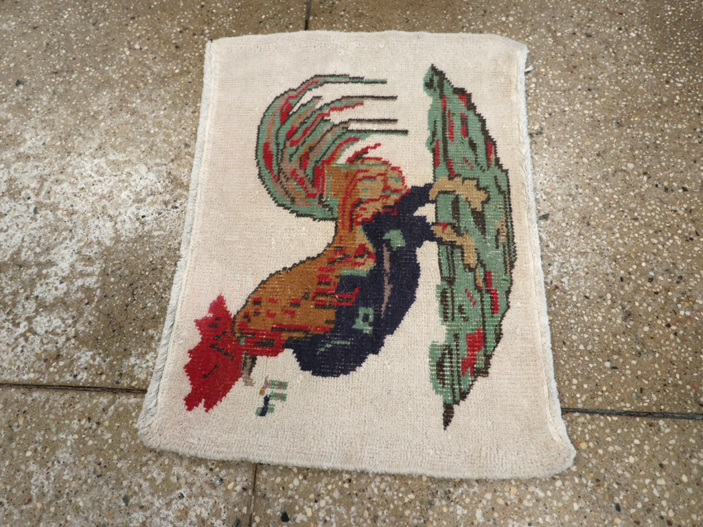 Vintage Turkish Anatolian Pictorial Throw Rug, No.26481 - Gss