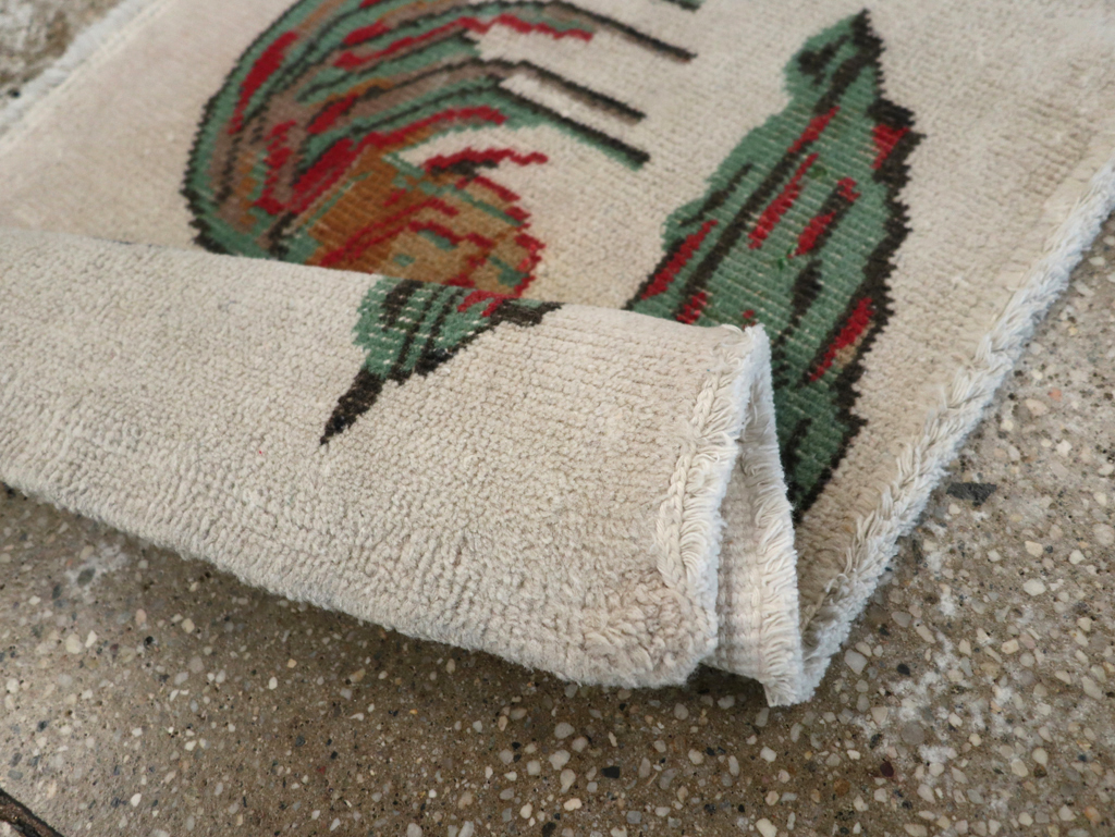 Vintage Turkish Anatolian Pictorial Throw Rug, No.26481 - Gss