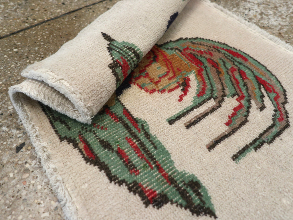 Vintage Turkish Anatolian Pictorial Throw Rug, No.26481 - Gss