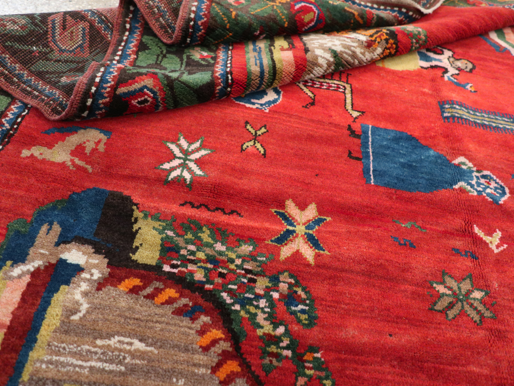 Vintage Pictoral Karabagh Rug, No.26499 - Gss