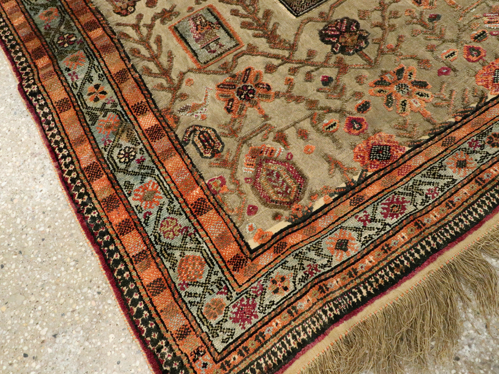 Silk Antique Persian Shiraz Pictorial Souf Throw Rug, No.26503 - Gss