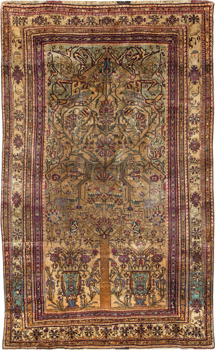 Silk Antique Persian Fereghan Accent Rug, No.26504 - Gss