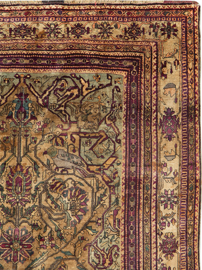 Silk Antique Persian Fereghan Accent Rug, No.26504 - Gss