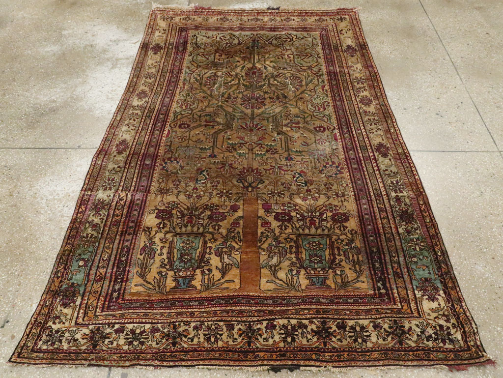 Silk Antique Persian Fereghan Accent Rug, No.26504 - Gss