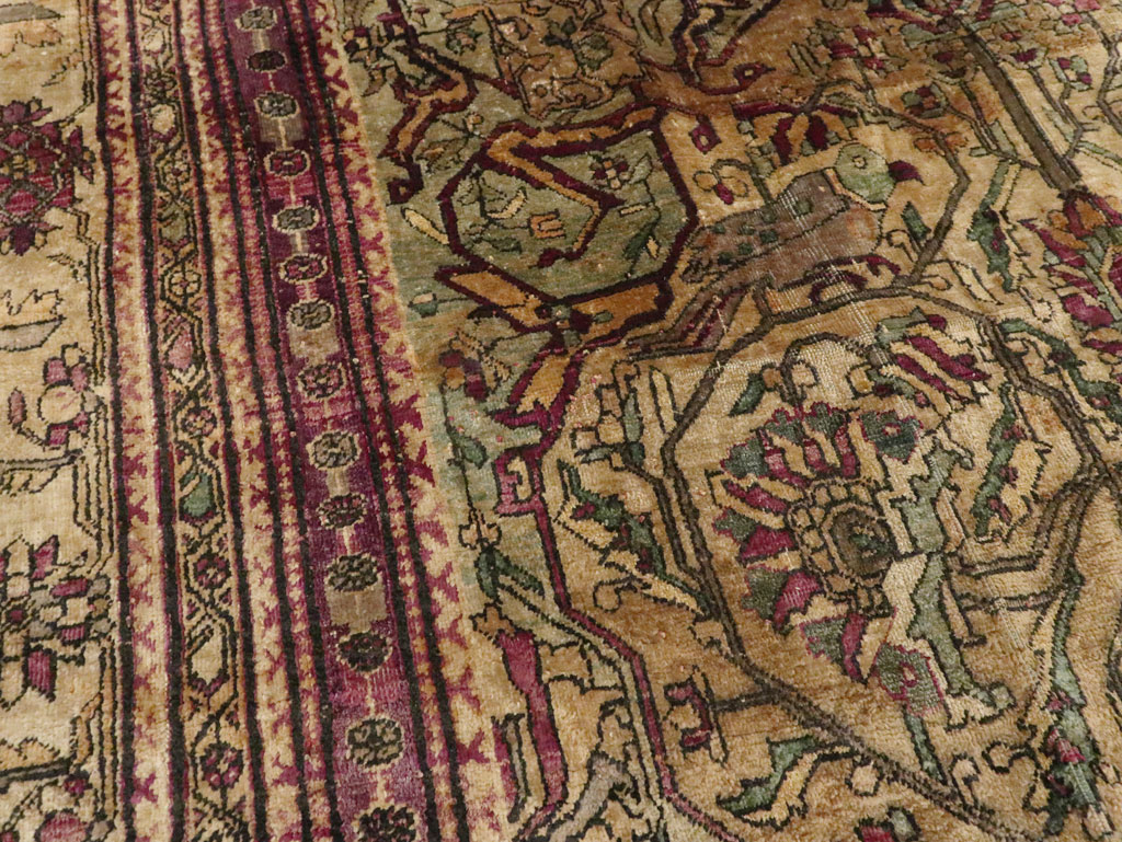 Silk Antique Persian Fereghan Accent Rug, No.26504 - Gss