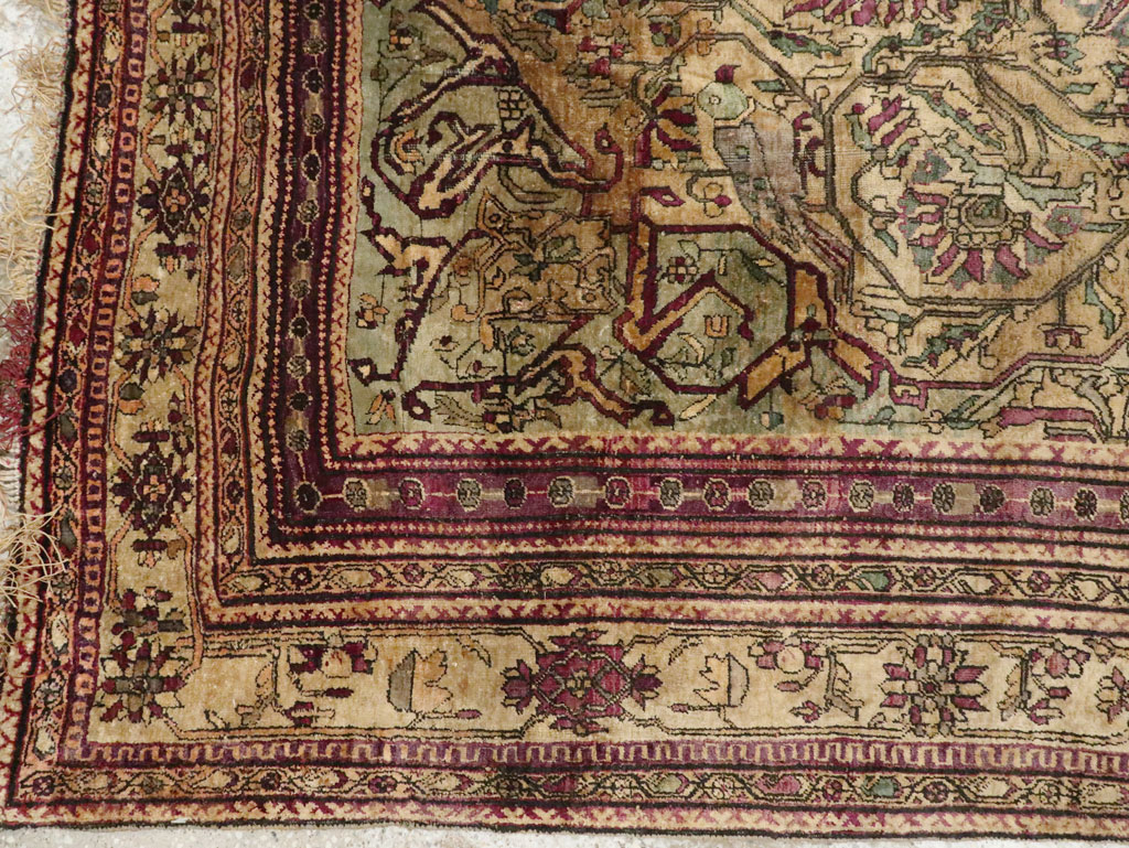 Silk Antique Persian Fereghan Accent Rug, No.26504 - Gss