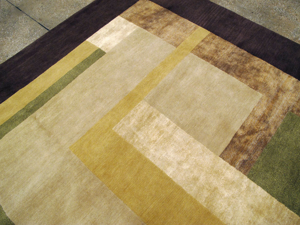 Modern Tibetan Art Deco Square Large Room Size Carpet Inspired By Edward McKnight Kauffer, No.26642 - Gss