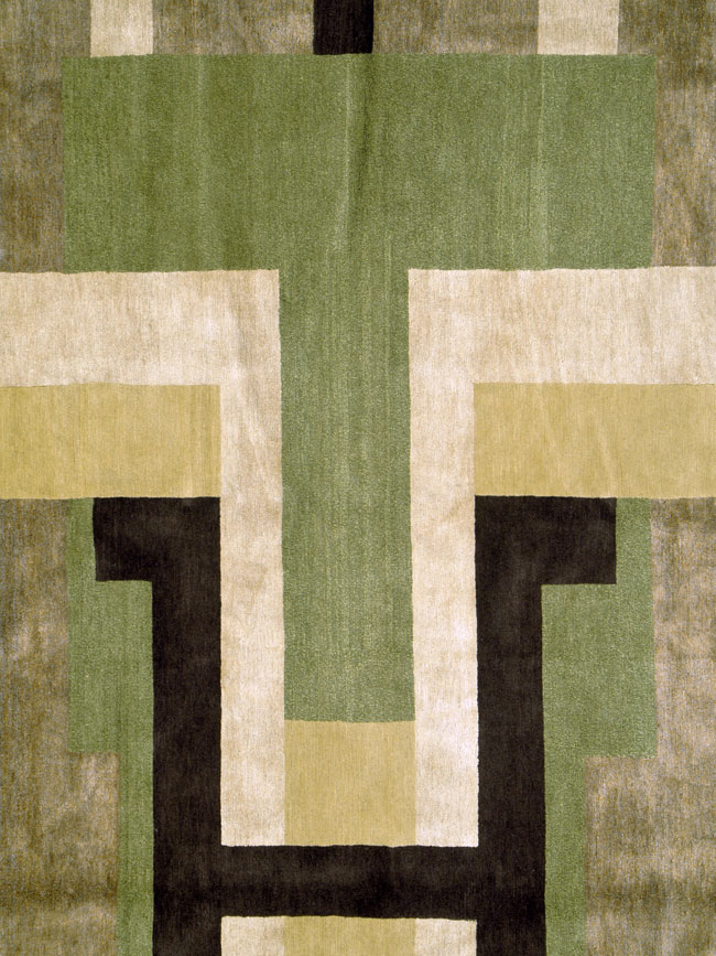 Modern Tibetan Art Deco Square Large Room Size Carpet Inspired By Edward McKnight Kauffer, No.26642 - Gss