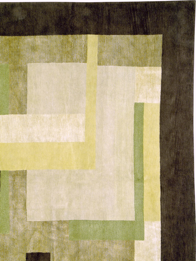 Modern Tibetan Art Deco Square Large Room Size Carpet Inspired By Edward McKnight Kauffer, No.26642 - Gss