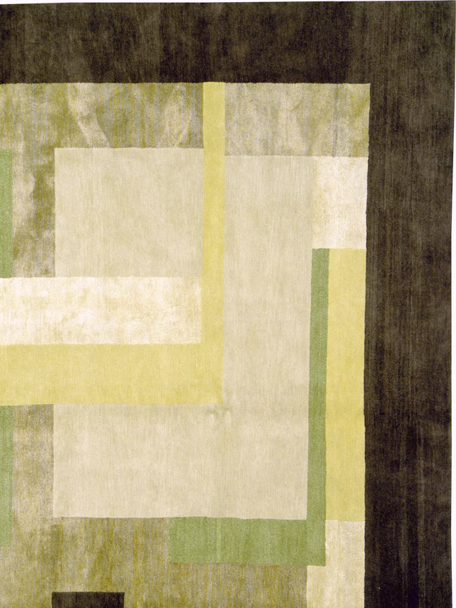 Modern Tibetan Art Deco Square Large Room Size Carpet Inspired By Edward McKnight Kauffer, No.26642 - Gss