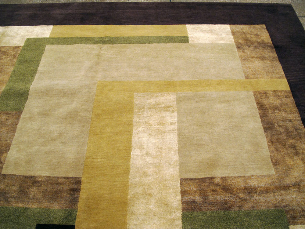 Modern Tibetan Art Deco Square Large Room Size Carpet Inspired By Edward McKnight Kauffer, No.26642 - Gss