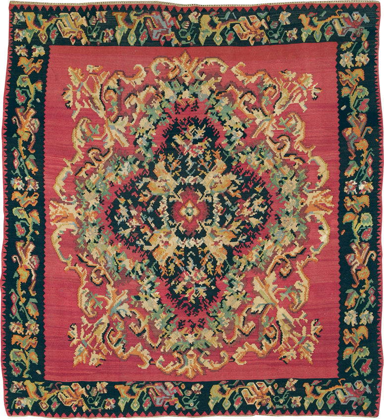 Vintage Russian Bessarabian Flatweave, No.26647 - Gss