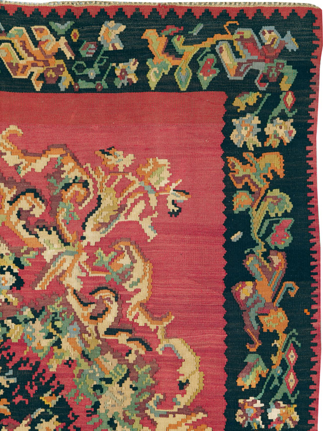 Vintage Russian Bessarabian Flatweave, No.26647 - Gss