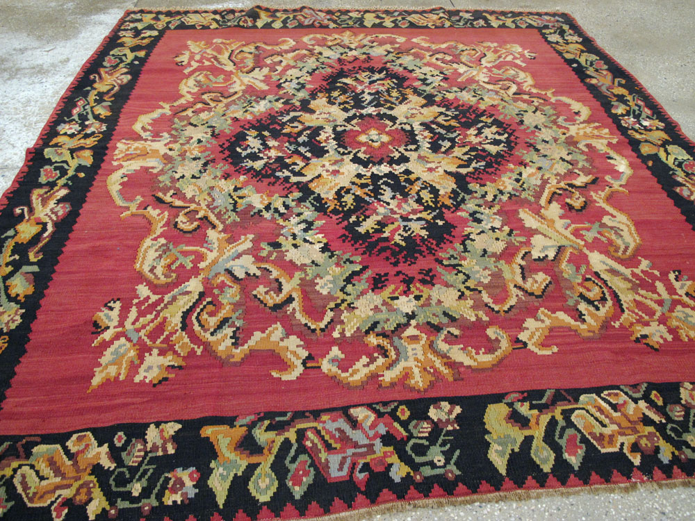 Vintage Russian Bessarabian Flatweave, No.26647 - Gss