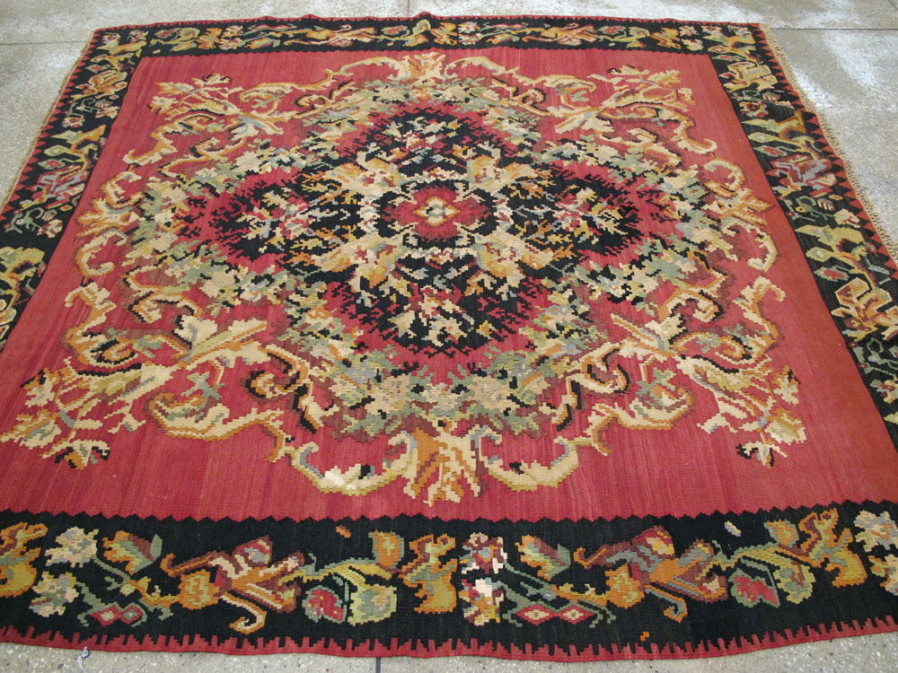 Vintage Russian Bessarabian Flatweave, No.26647 - Gss