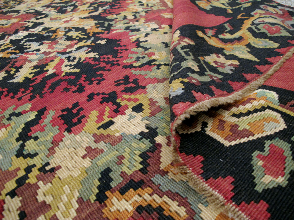 Vintage Russian Bessarabian Flatweave, No.26647 - Gss