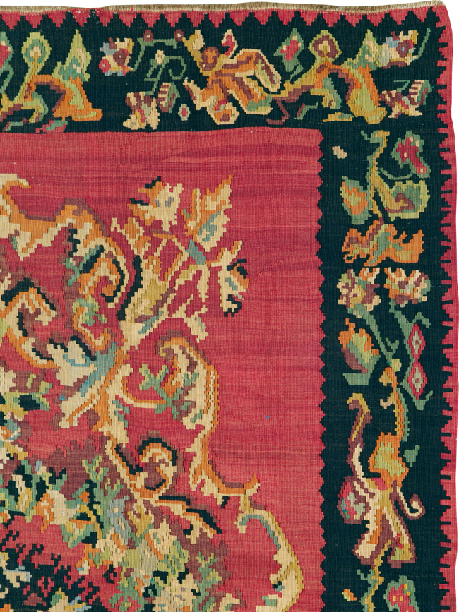 Vintage Russian Bessarabian Flatweave, No.26647 - Gss