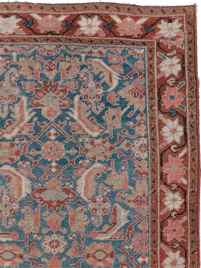 Antique Persian Heriz Throw Rug, No.26667 - Gss