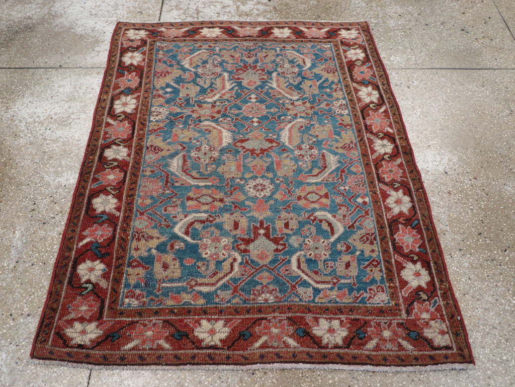 Antique Persian Heriz Throw Rug, No.26667 - Gss