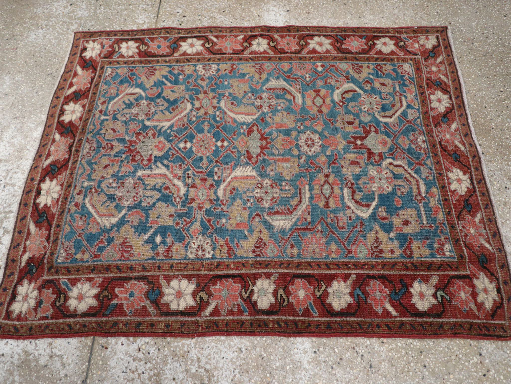 Antique Persian Heriz Throw Rug, No.26667 - Gss