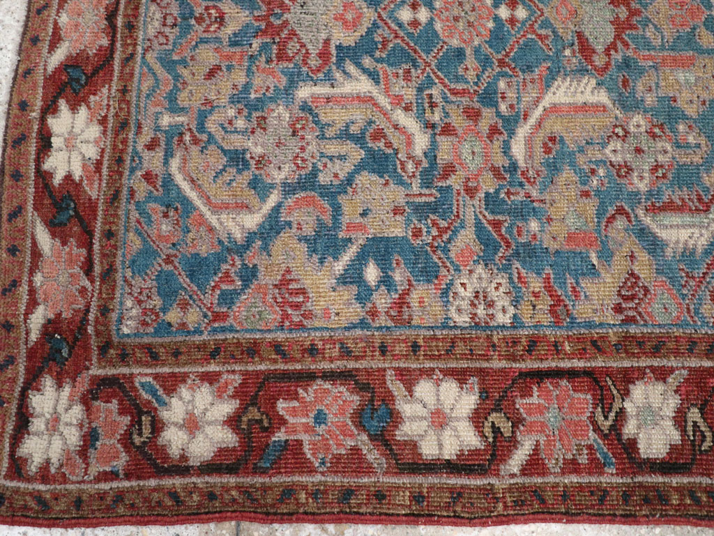 Antique Persian Heriz Throw Rug, No.26667 - Gss