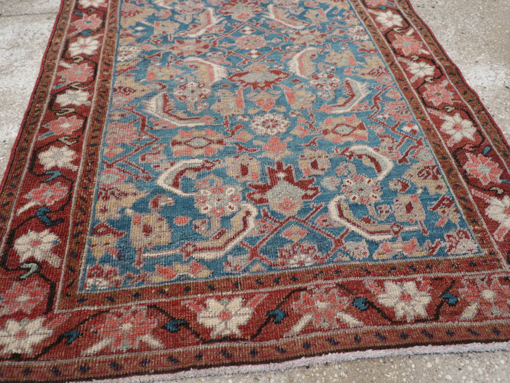 Antique Persian Heriz Throw Rug, No.26667 - Gss